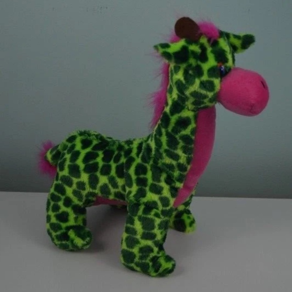 Toymax XYZ Plush Giraffe Stuffed Animal Toy Max Green Pink 14" Tall